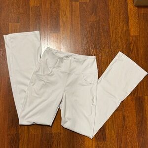 Stretch White High-Waisted Pants Boot Cut Leggings Size Medium